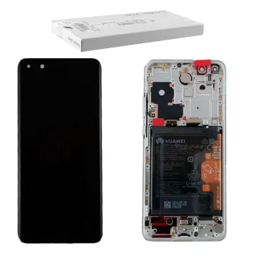HUAWEI P40 PRO ΟΘΟΝΗ OLED + TOUCH SCREEN + LENS + FRAME + BATTERY 02353PJK WHITE ORIGINAL SERVICE PACK