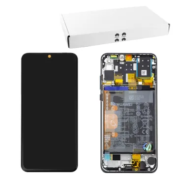 HUAWEI P30 LITE ΟΘΟΝΗ IPS + TOUCH SCREEN + LENS + FRAME + BATTERY 02352RPW BLACK ORIGINAL SERVICE PACK