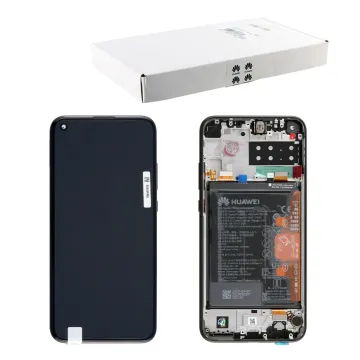 HUAWEI P40 LITE E ΟΘΟΝΗ IPS + TOUCH SCREEN + LENS + FRAME + BATTERY 02353FMW BLACK ORIGINAL SERVICE PACK