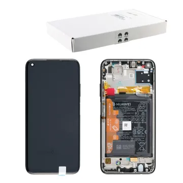 HUAWEI P40 LITE ΟΘΟΝΗ IPS + TOUCH SCREEN + LENS + FRAME + BATTERY 02353KFU BLACK ORIGINAL SERVICE PACK