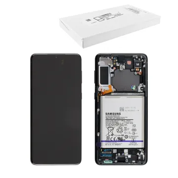 SAMSUNG S21 PLUS 5G G996 ΟΘΟΝΗ AMOLED 2X + TOUCH SCREEN + LENS + FRAME GH82-24555A + BATTERY BLACK ORIGINAL SERVICE PACK