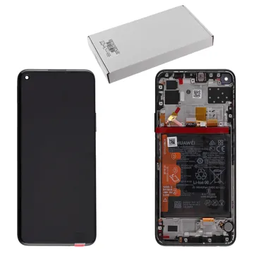 HUAWEI P40 LITE 5G ΟΘΟΝΗ IPS + TOUCH SCREEN + LENS + FRAME + BATTERY 02353SUN BLACK ORIGINAL SERVICE PACK