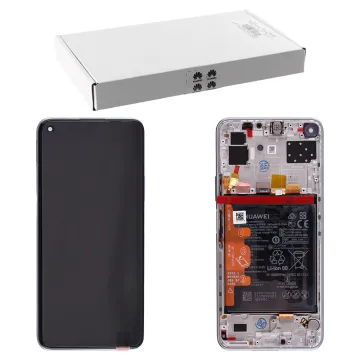 HUAWEI P40 LITE 5G ΟΘΟΝΗ IPS + TOUCH SCREEN + LENS + FRAME + BATTERY 02353SUQ SILVER ORIGINAL SERVICE PACK