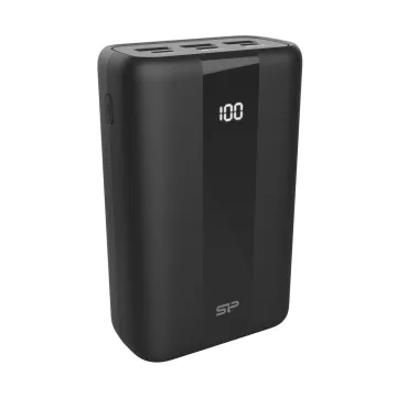 SILICON POWER POWER BANK QS55 30000mAh 22,5W PD OUTPUT USB X3 5V-2.4A/USB 5V-4.5A/ C 5V-3A/5V-3A-INPUT USB-C 5V-3A/M&L-2A BLACK