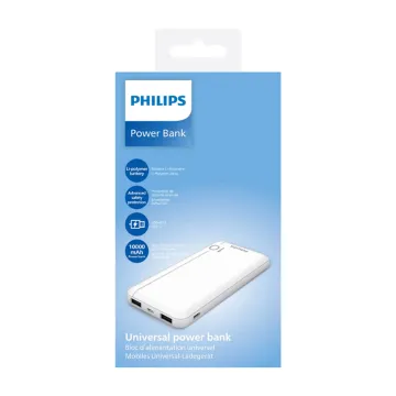 PHILIPS POWER POWER BANK DLP1810CW 10000mAh OUTPUT USB-C 5V-3A/USB-A 5V-2.1A ΜΕ ΕΝΣΩΜΑΤΩΜΕΝΑ ΚΑΛΩΔΙΑ USB-C,USB-A WHITE