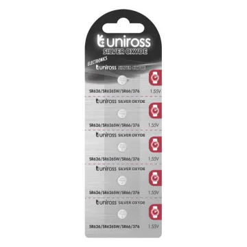 UNIROSS ΜΠΑΤΑΡΙΕΣ ΡΟΛΟΓΙΟΥ SR626/SR66/LR66/177/LR626/376/G4/AG4 1.55V 26mAh SILVER OXIDE 1 ΤΕΜ. 5/BLISTER