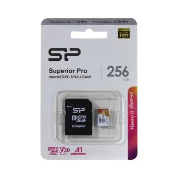 SILICON POWER micro SDXC 256GB CLASS 10 UHS-1 U3 V30 SUPERIOR PRO R100/W80 MB/S + SD ADAPTOR SP256GBSTXDU3V20AB