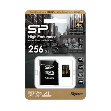 SILICON POWER micro SDXC 256GB CLASS 10 UHS-1 U3 A1 V30 HIGH ENDURANCE R100/W80 MB/S + SD ADAPTOR SP256GBSTXDV3V1HSP