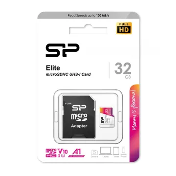 SILICON POWER micro SDHC 32GB CLASS 10 UHS-1 NEW ELITE 4K FULL HD R100/W30 MB/S + SD ADAPTOR SP032GBSTHBV1V20SP