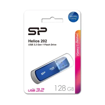 SILICON POWER USB FLASH DRIVE 128GB USB-A 3.2 HELIOS H202 SP128GBUF3202V1B ALUMINIUM CASE BLUE