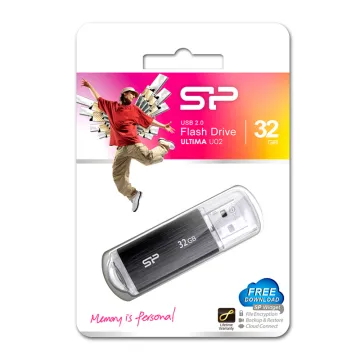 SILICON POWER USB FLASH DRIVE 32GB USB 2.0 ULTIMA U02 SP032GBUF2U02V1K BLACK