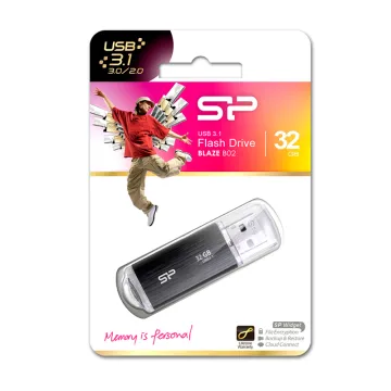 SILICON POWER USB FLASH DRIVE 32GB USB-A 3.2 BLAZE B02 SP032GBUF3B02V1K BLACK