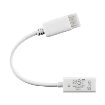 NSP N11 CABLE ADAPTER DISPLAY PORT V1.2 TO HDMI 4K V1.4 0,23m WHITE