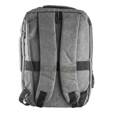 NSP N105 SMART TRAVEL 2ΙΝ1 ΤΣΑΝΤΑ ΠΛΑΤΗΣ/BACKPACK-ΧΑΡΤΟΦΥΛΑΚΑΣ ΜΕ ΘΗΚΗ LAPTOP 16in/20L ΑΠΟ ΑΔΙΑΒΡΟΧΟ ΥΦΑΣΜΑ OXFORD 300D GREY