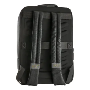 NSP N103 SEATTLE ΤΣΑΝΤΑ ΠΛΑΤΗΣ/BACKPACK ΜΕ ΘΗΚΗ LAPTOP 16in/23L ΔΕΡΜΑΤΙΝΗ BLACK