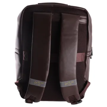 NSP N100 STYLER ΤΣΑΝΤΑ ΠΛΑΤΗΣ/BACKPACK ΜΕ ΘΗΚΗ LAPTOP 16in/26L ΔΕΡΜΑΤΙΝΗ BROWN