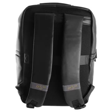 NSP N100 STYLER ΤΣΑΝΤΑ ΠΛΑΤΗΣ/BACKPACK ΜΕ ΘΗΚΗ LAPTOP 16in/26L ΔΕΡΜΑΤΙΝΗ BLACK