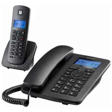 ΑΣΥΡΜΑΤΟ ΤΗΛΕΦΩΝΟ MOTOROLA C4201 COMBO ΕΠΙΤΡΑΠΕΖΙΟ & ΑΣΥΡΜΑΤΟ ΤΗΛΕΦΩΝΟ ΜΑΥΡΟ (ΑΝΟΙΧΤΗ ΑΚΡΟΑΣΗ + ΑΝΑΓΝΩΡΙΣΗ ΚΛΗΣΕΩΝ) GR