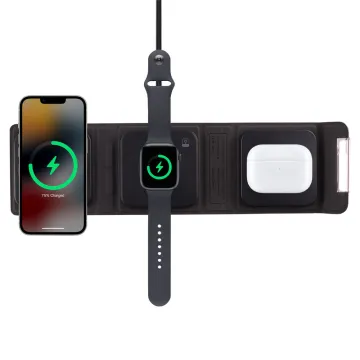 NSP N19 WIRELESS CHARGER 3 IN 1 MAGSAFE 15W (PHONE 15W/SMARTWATCH 5W/BLUETOOTH 3W) USB-C 1m BLACK