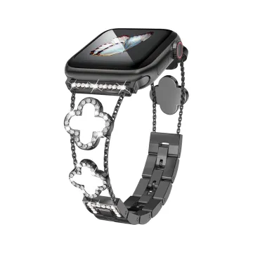 VOLTE-TEL ΛΟΥΡΑΚΙ ΡΟΛΟΓΙΟΥ ΓΥΝΑΙΚΕΙΟ ΜΕΤΑΛΛΙΚΟ APPLE WATCH 38/40/41/42MM ΤΥΠΟΥ VAN CLEEF WHITE CROSS 12.7cm BLACK