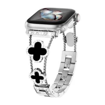 VOLTE-TEL ΛΟΥΡΑΚΙ ΡΟΛΟΓΙΟΥ ΓΥΝΑΙΚΕΙΟ ΜΕΤΑΛΛΙΚΟ APPLE WATCH 38/40/41/42MM ΤΥΠΟΥ VAN CLEEF BLACK CROSS 12.7cm SILVER