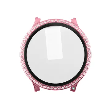 VOLTE-TEL PC EDGE COVER TEMPERED GLASS SAMSUNG WATCH 7 40mm 1.3in 9H 0.30mm WITH STRASS 3D FULL GLUE FULL COVER PINK
