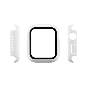 VOLTE-TEL PC EDGE COVER TEMPERED GLASS APPLE WATCH 44mm 1.78in 9H 0.30mm WITH KEY 3D FULL GLUE FULL COVER WHITE