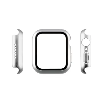 VOLTE-TEL PC EDGE COVER TEMPERED GLASS APPLE WATCH 44mm 1.78in 9H 0.30mm WITH KEY 3D FULL GLUE FULL COVER SILVER