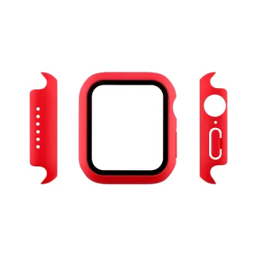 VOLTE-TEL PC EDGE COVER TEMPERED GLASS APPLE WATCH 44mm 1.78in 9H 0.30mm WITH KEY 3D FULL GLUE FULL COVER RED