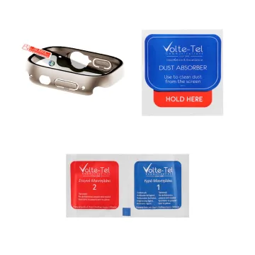 VOLTE-TEL PC EDGE COVER TEMPERED GLASS APPLE WATCH ULTRA/ULTRA 2 49mm 1.92in 9H 0.30mm WITH KEY 3D FULL GLUE FULL COVER STARLIGH