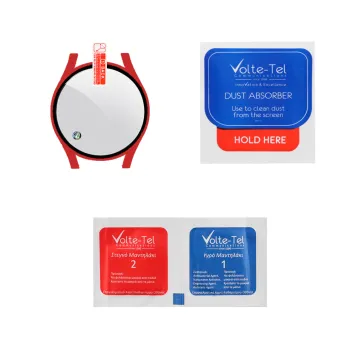 VOLTE-TEL PC EDGE COVER TEMPERED GLASS SAMSUNG WATCH 4 44mm 1.4in 9H 0.30mm WITH KEY 3D FULL GLUE FULL COVER RED