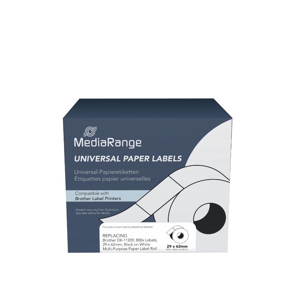 Ετικέτες Γενικής Χρήσης Mediarange (Dymo® D1/45021/S0720610) 12mm, 7m, Laminated and Permanent Adhesive, White on Black (MRDY45021)