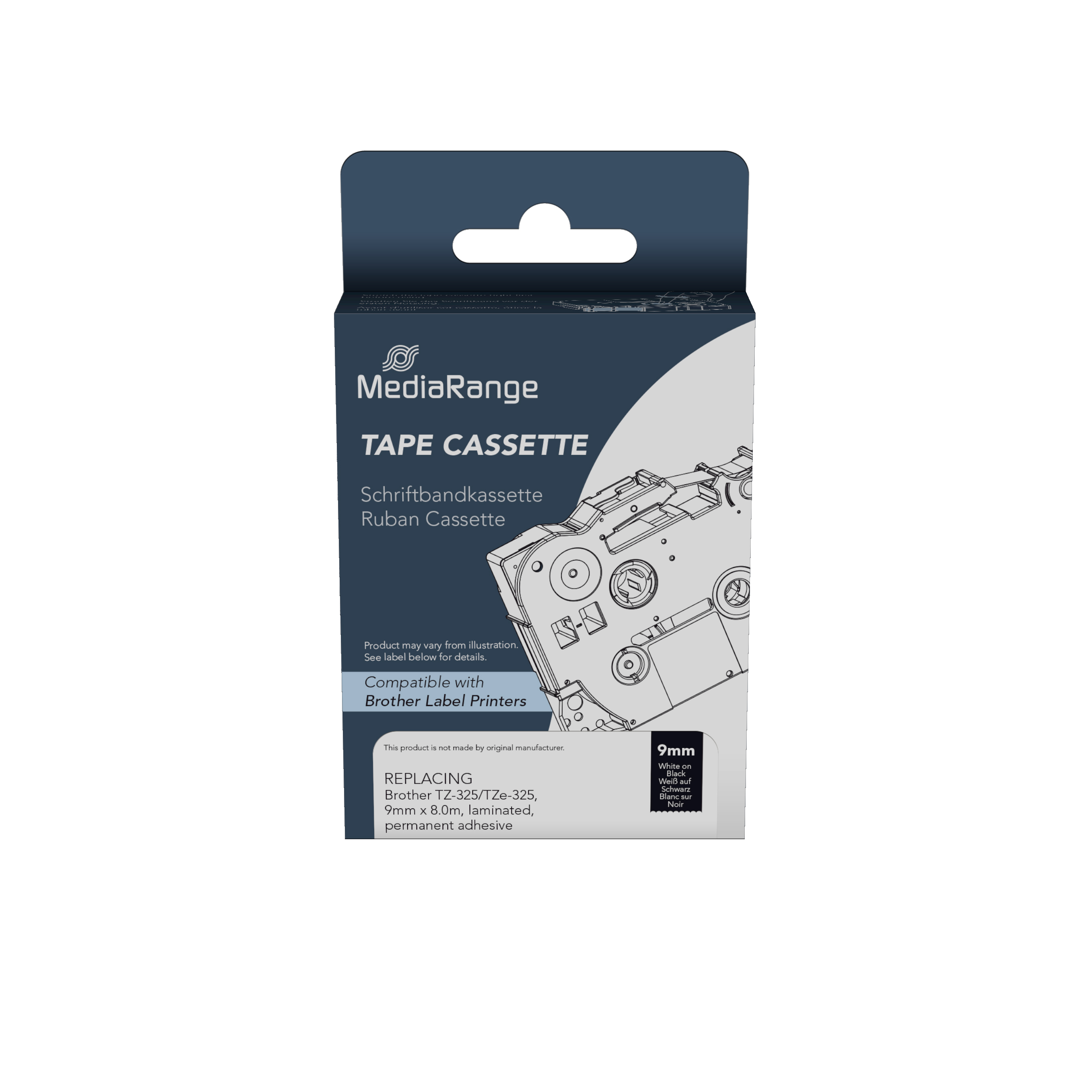 Ετικέτες Γενικής Χρήσης Mediarange (Dymo® D1/45016/S0720560) 12mm, 7m, Laminated and Permanent Adhesive, Black on Blue (MRDY45016)