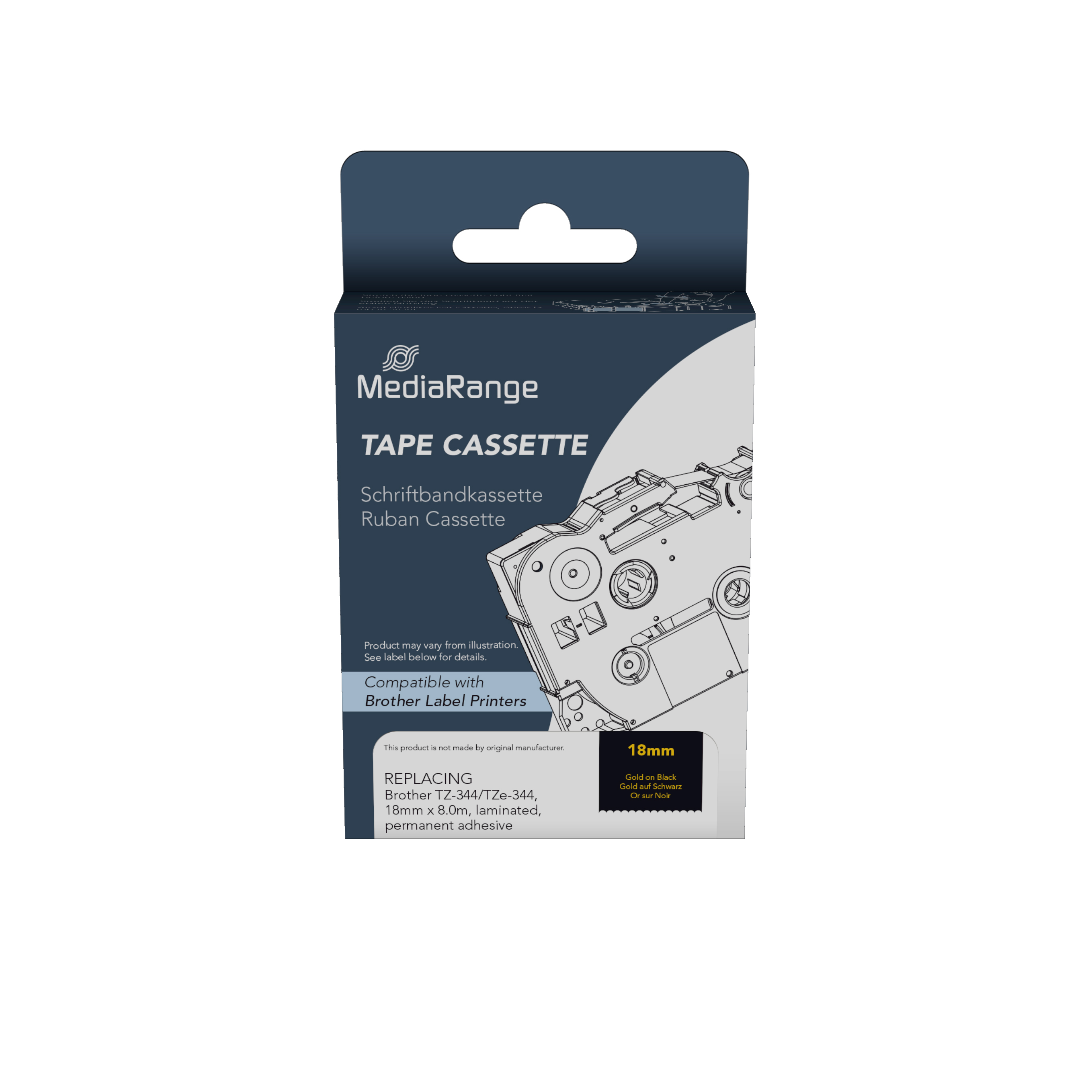 Ετικέτες Γενικής Χρήσης Mediarange (Dymo® D1/45014/S0720540) 12mm, 7m, Laminated and Permanent Adhesive, Blue on White (MRDY45014)