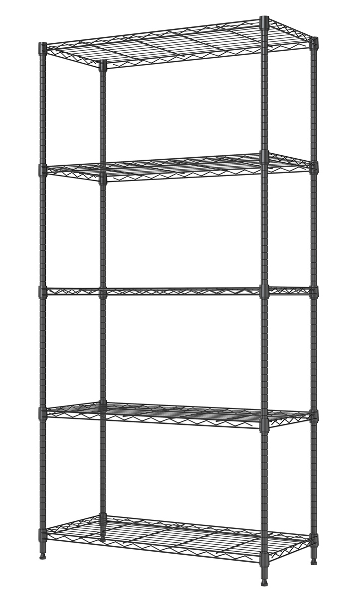 HOME USE μεταλλική ραφιέρα HUH-0270 με 5 ράφια, 90x35x175cm, μαύρη