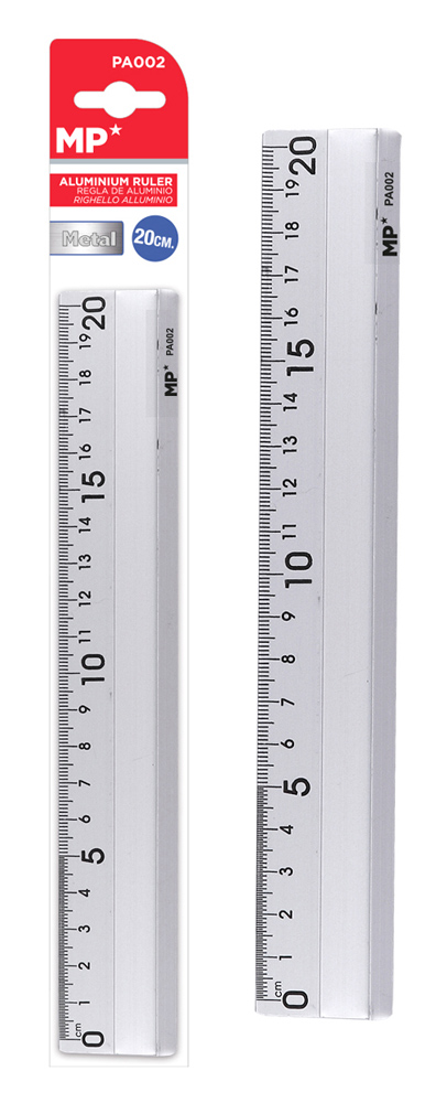 MP μεταλλικός χάρακας PA001, 15cm, ασημί