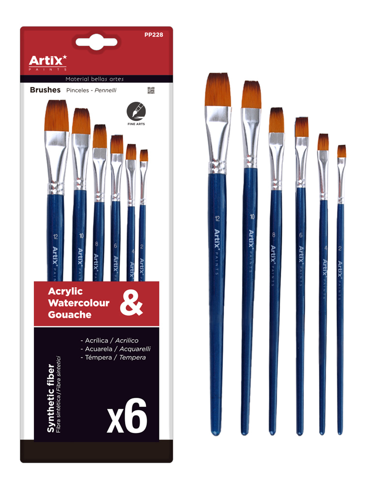 ARTIX PAINTS σετ παιδικών πινέλων ζωγραφικής PP221, διάφορα χρώματα, 3τμχ