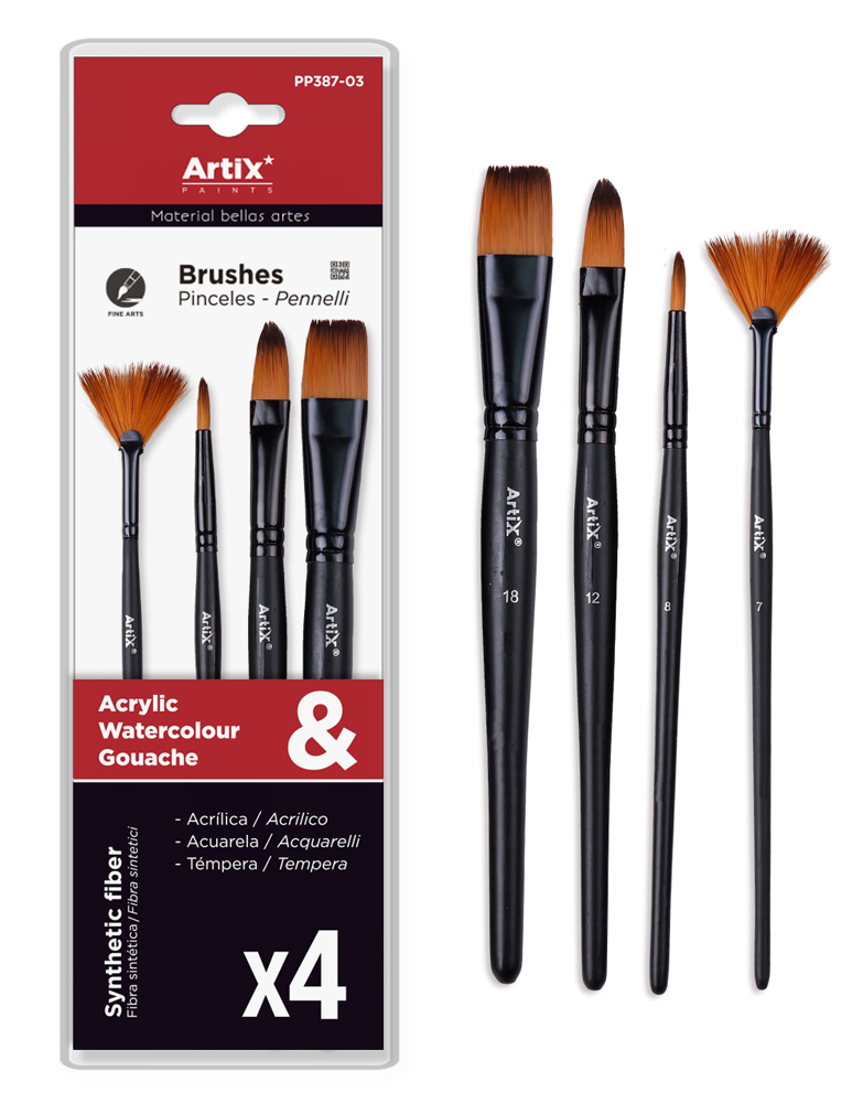 ARTIX PAINTS σετ πινέλων ζωγραφικής PP281, μαύρο, 3τμχ