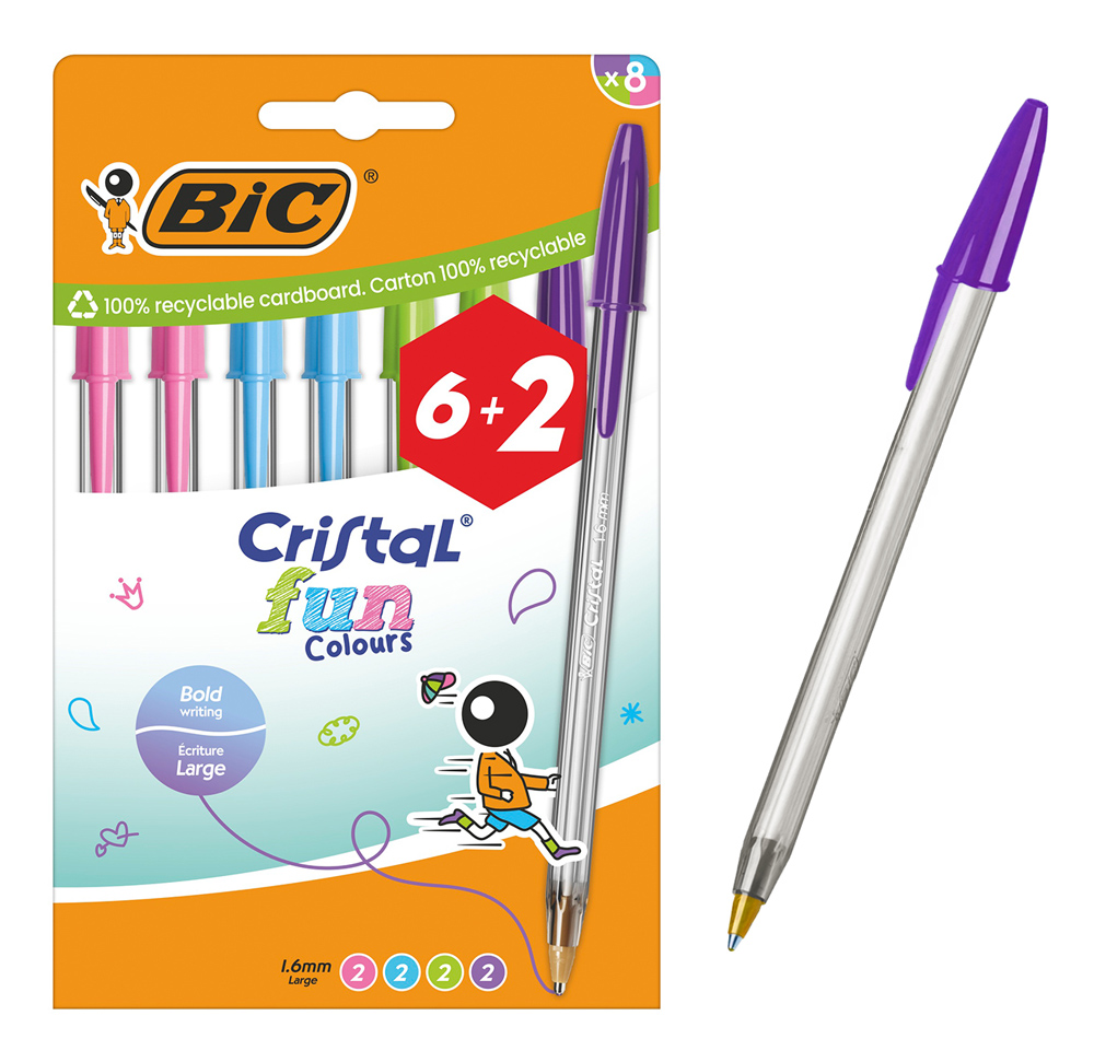 BIC στυλό διαρκείας ballpoint Cristal Original, 1.0mm μύτη, μαύρο, 10τμχ