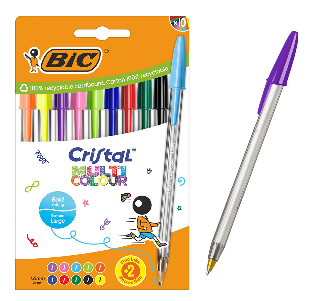 BIC στυλό διαρκείας ballpoint Cristal Fun Colours, 1.6mm μύτη, διάφορα χρώματα, 8τμχ