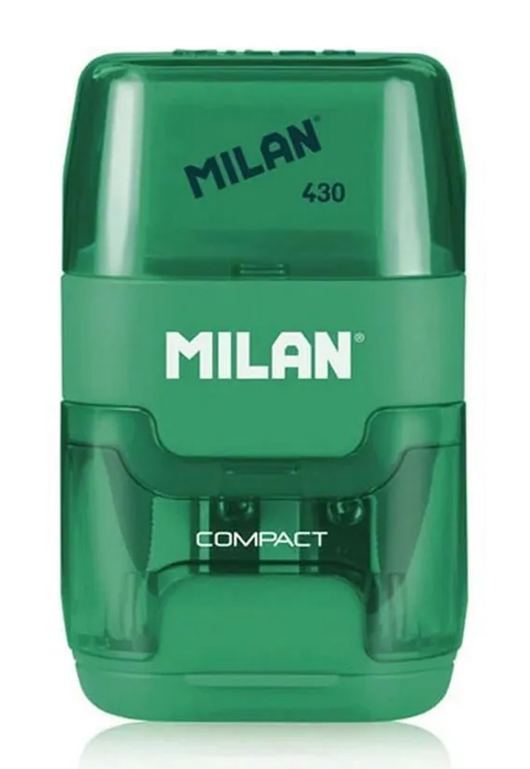 MILAN ξύστρα μολυβιών με κάδο & γόμα 1204703116, πράσινη