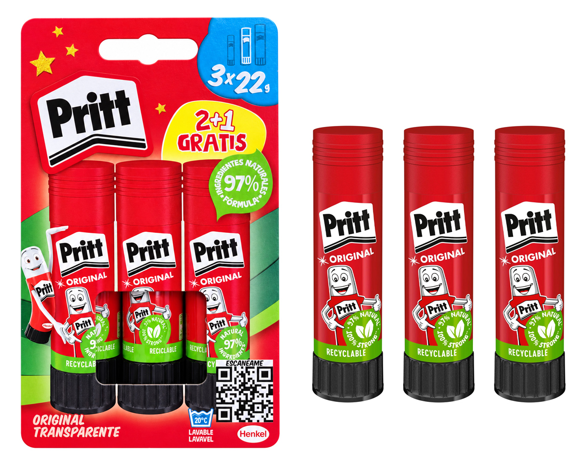PRITT σετ κόλλα stick Original, 22g, διάφανη, 3τμχ