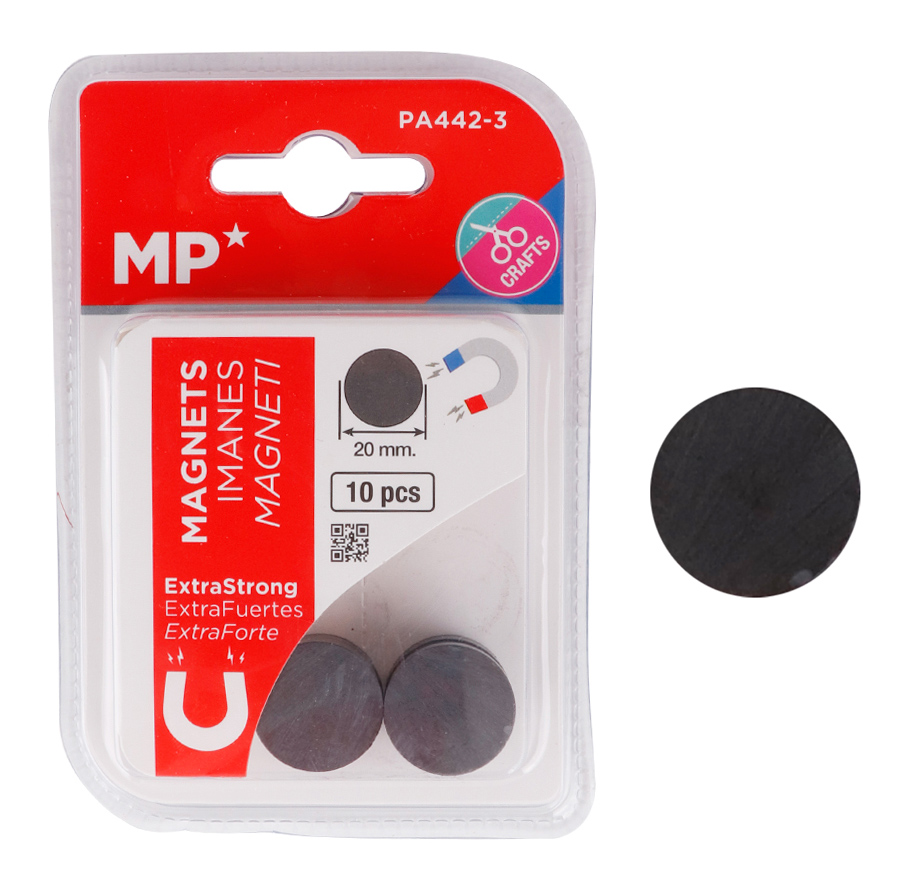 MP σετ μαγνήτες PA442-3, στρογγυλοί, 20mm, ανθρακί, 10τμχ