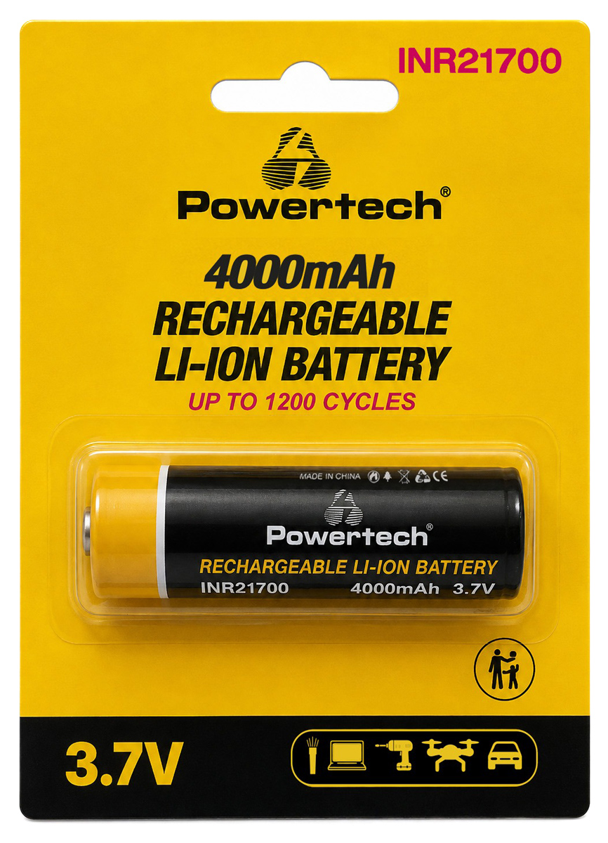 POWERTECH επαναφορτιζόμενη μπαταρία Li-ion INR18650 PT-1615, 3500mAh, 3.7V, button top, 1τμχ