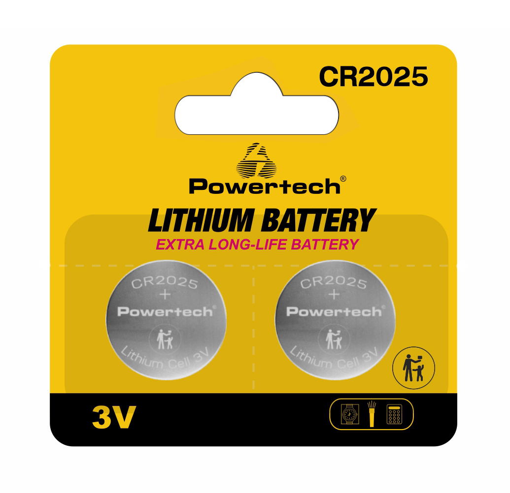 POWERTECH μπαταρίες λιθίου PT-1212, CR2025, 3V, 2τμχ