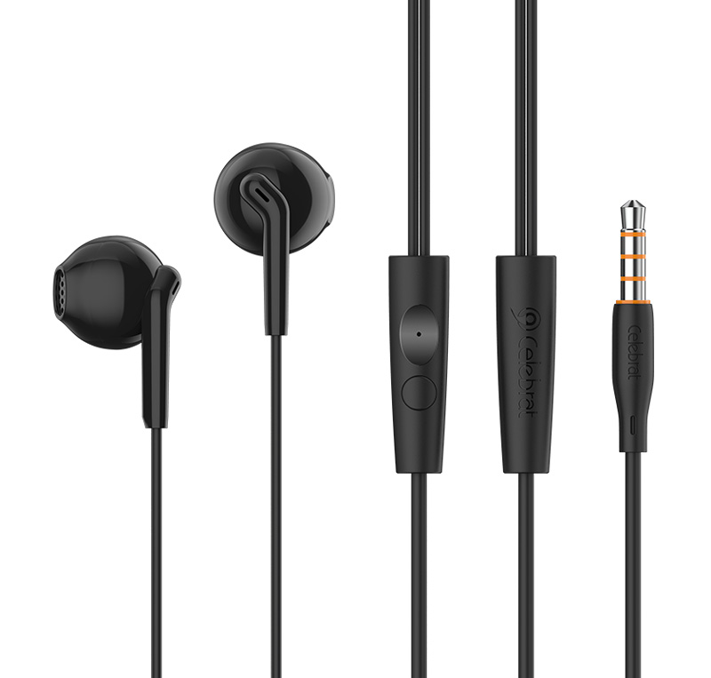 CELEBRAT earphones με μικρόφωνο G34, 3.5mm σύνδεση, 14mm, 1.2m, λευκά