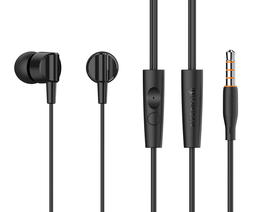 CELEBRAT earphones με μικρόφωνο G35, 3.5mm σύνδεση, 10mm, 1.2m, λευκά