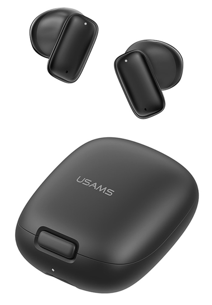 USAMS earphones με θήκη φόρτισης ID25, TWS, Φ13mm, 30/230mAh, μαύρα