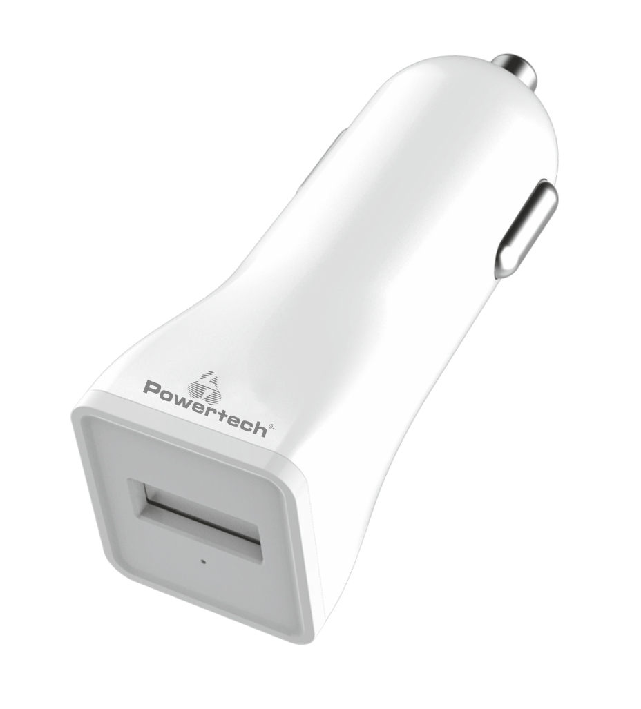 POWERTECH φορτιστής αυτοκινήτου PT-762, USB, 1A, λευκός