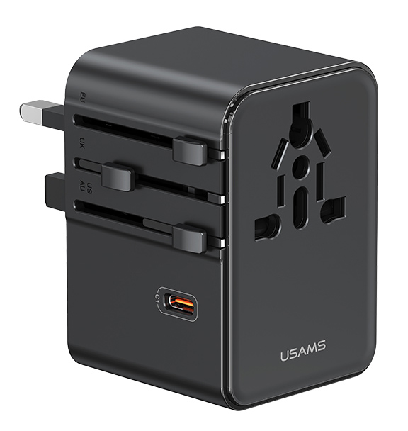USAMS φορτιστής αυτοκινήτου CC322, USB & USB-C, 30W, πορτοκαλί